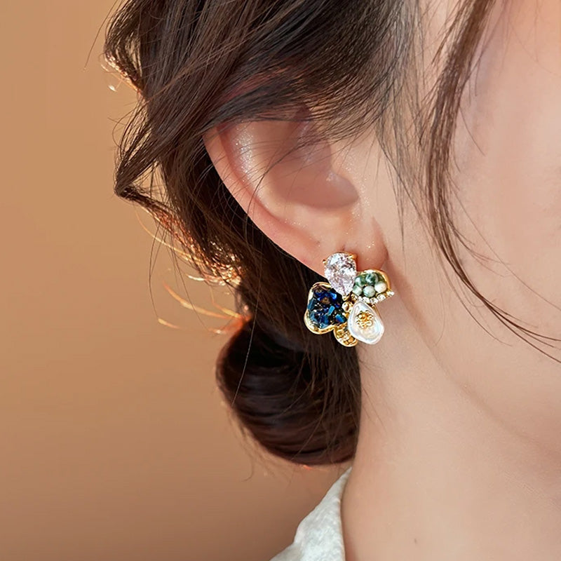 Sienna Crystal Bloom Stud Earrings