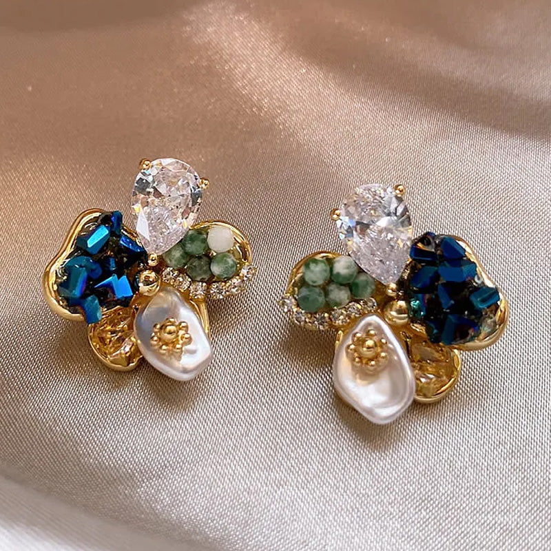 Sienna Crystal Bloom Stud Earrings