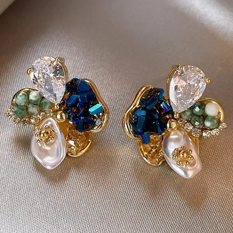 Sienna Crystal Bloom Stud Earrings