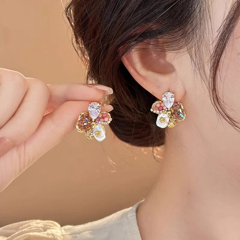 Sienna Crystal Bloom Stud Earrings