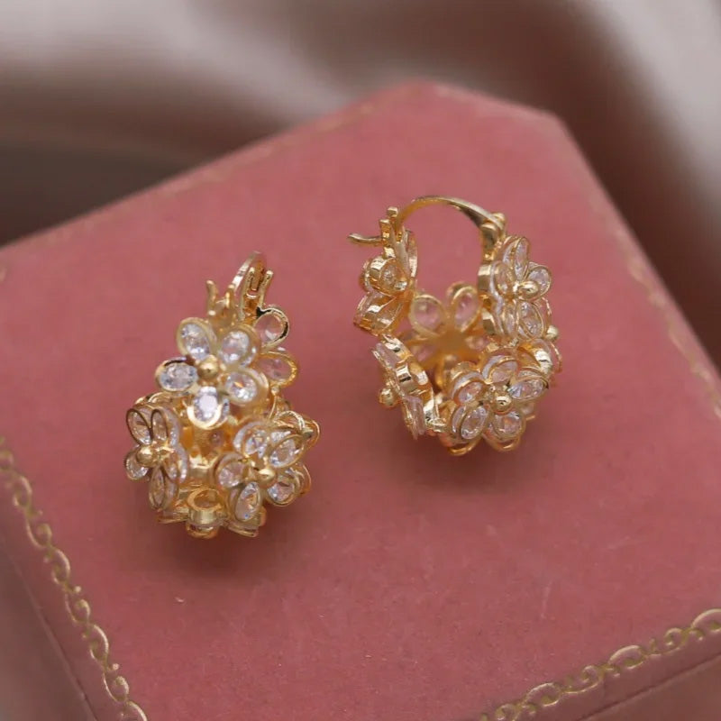 Chelsea Floral Crystal Huggie Earrings