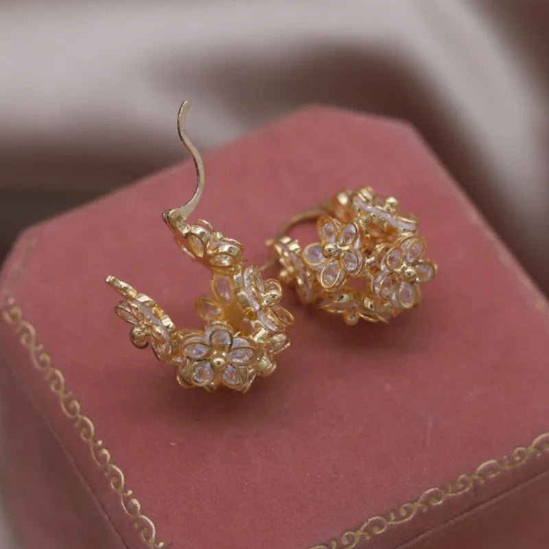 Chelsea Floral Crystal Huggie Earrings