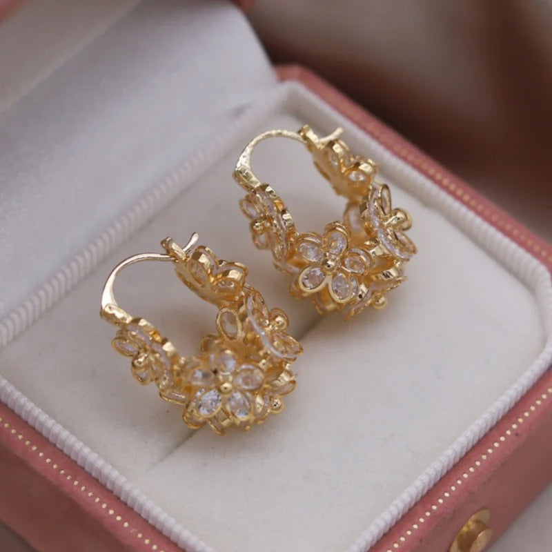 Chelsea Floral Crystal Huggie Earrings