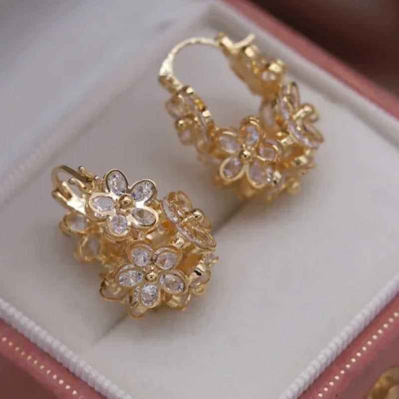 Chelsea Floral Crystal Huggie Earrings