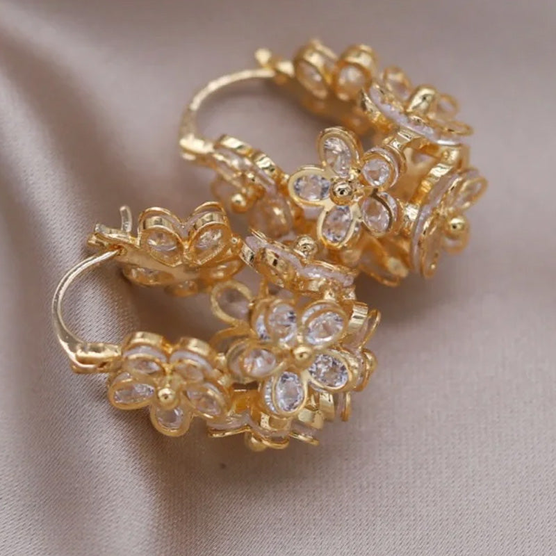 Chelsea Floral Crystal Huggie Earrings