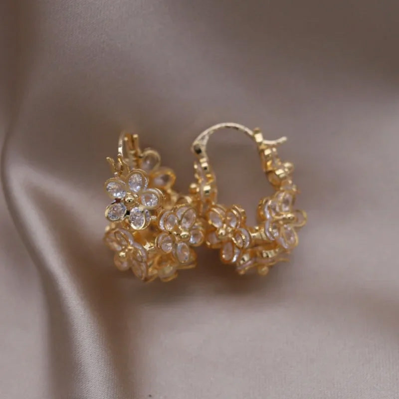 Chelsea Floral Crystal Huggie Earrings