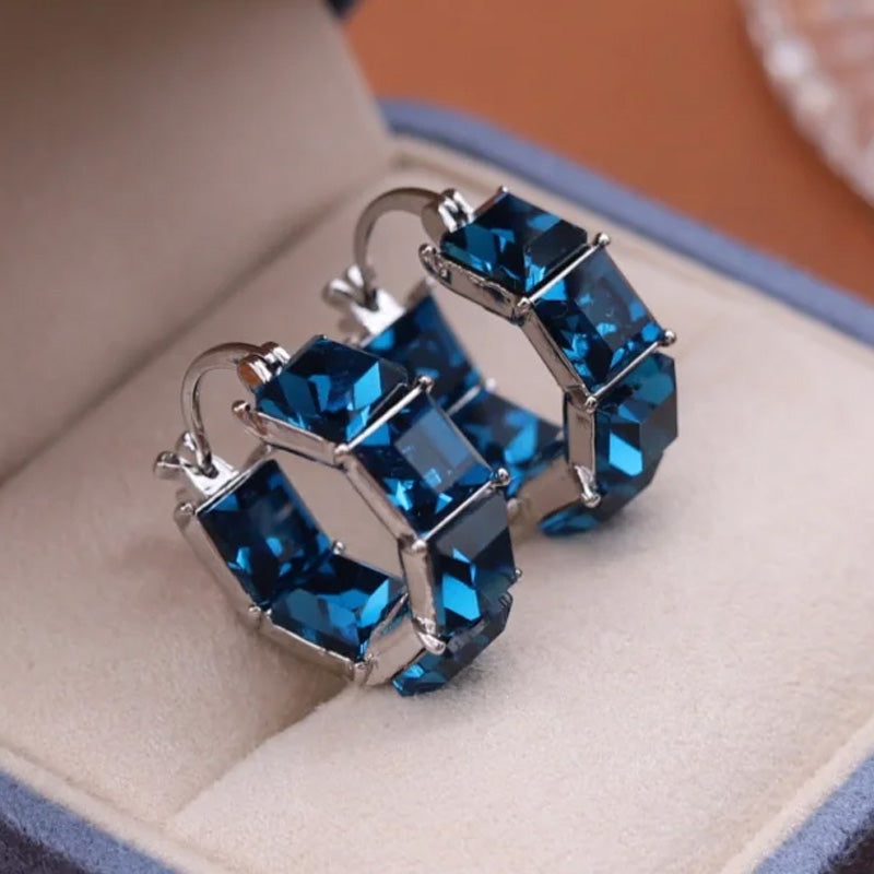 Elara Crystal Link Hoop Earrings