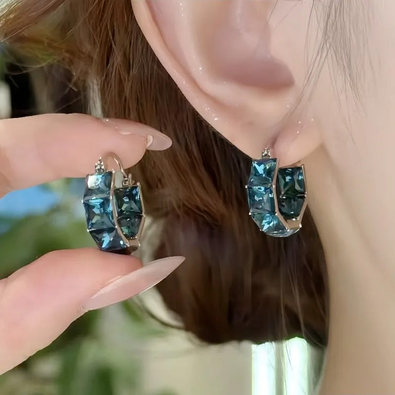 Elara Crystal Link Hoop Earrings