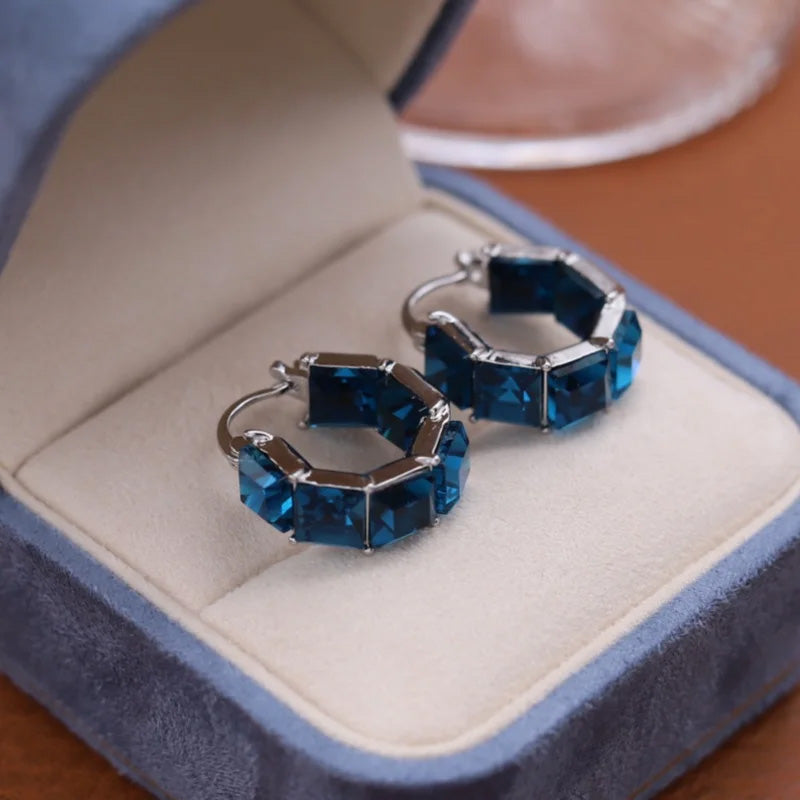 Elara Crystal Link Hoop Earrings