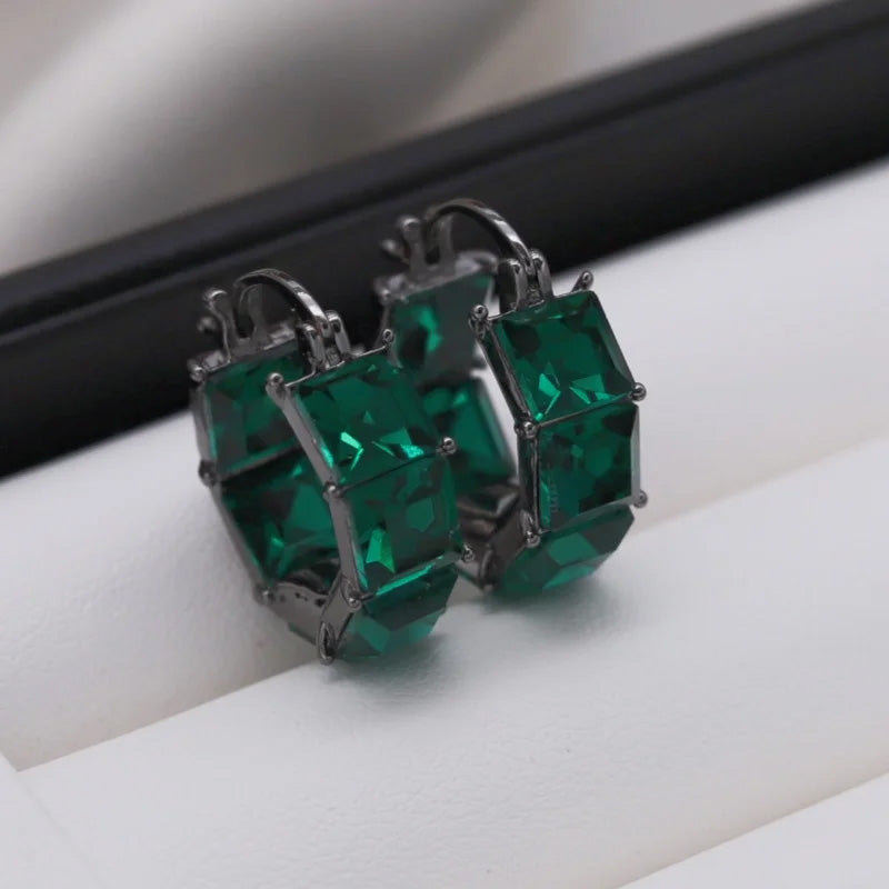 Elara Crystal Link Hoop Earrings