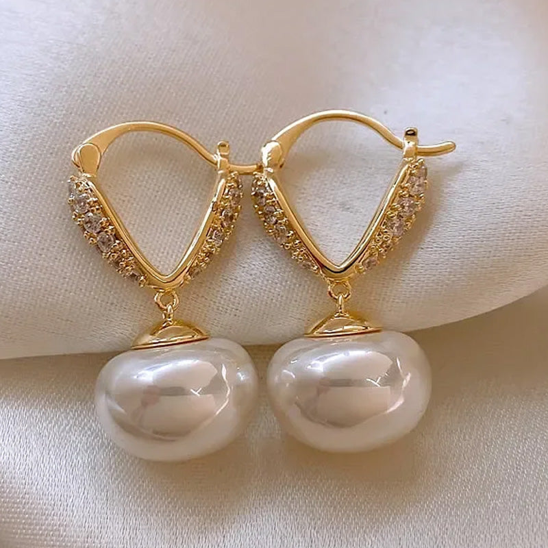 Matilda Pearl Charm Drop Earrings