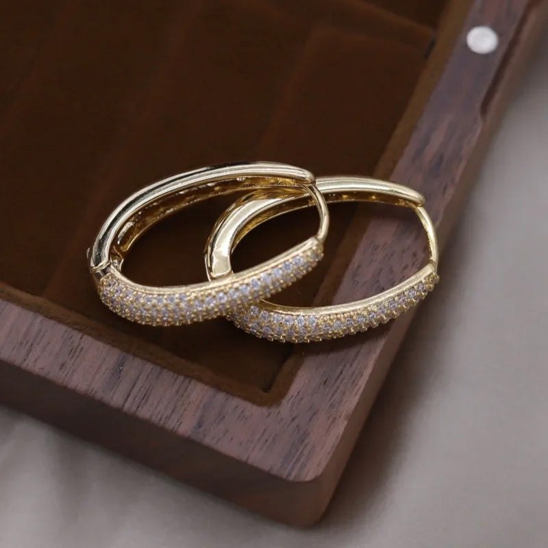 Harper Oval Pavé Hoop Earrings
