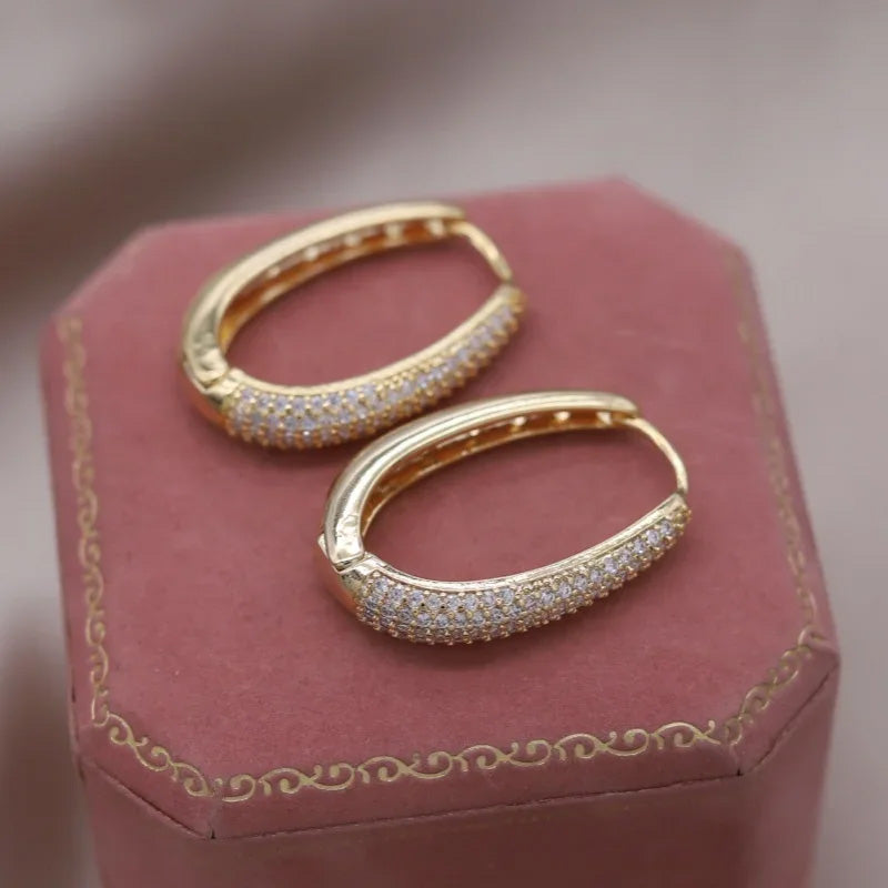 Harper Oval Pavé Hoop Earrings