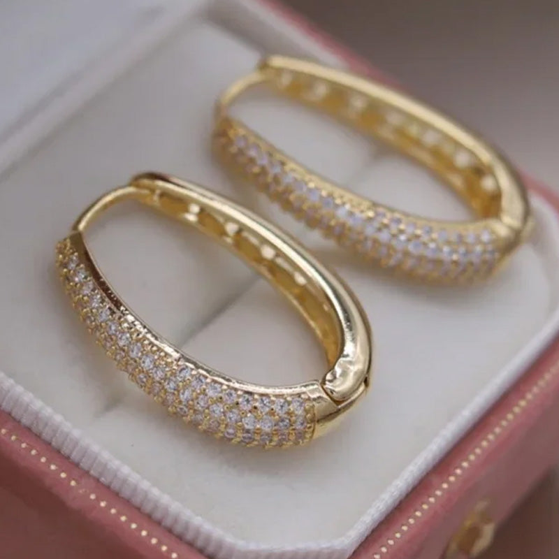 Harper Oval Pavé Hoop Earrings