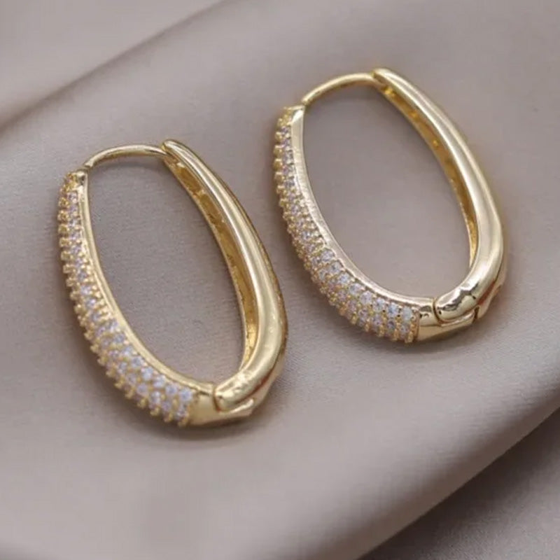 Harper Oval Pavé Hoop Earrings