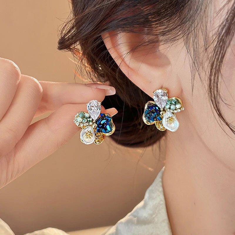 Sienna Crystal Bloom Stud Earrings
